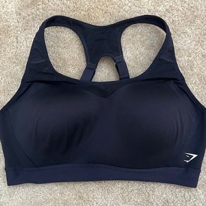 Gymshark Black Open Back Training High Support Sports Bra Size XL.
